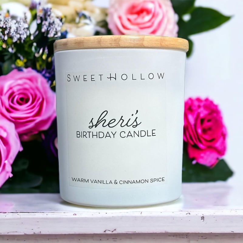 Personalized Birthday Candle Gift - Vanilla Cinnamon Coconut Wax