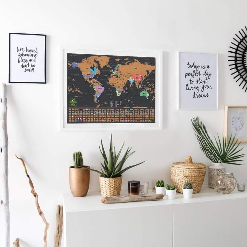Deluxe Scratch Off World Map Poster with Accessories for Travelers
