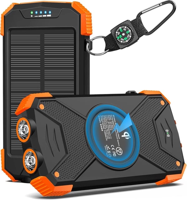 Portable 10,000mAh Solar Charger Power Bank for Camping