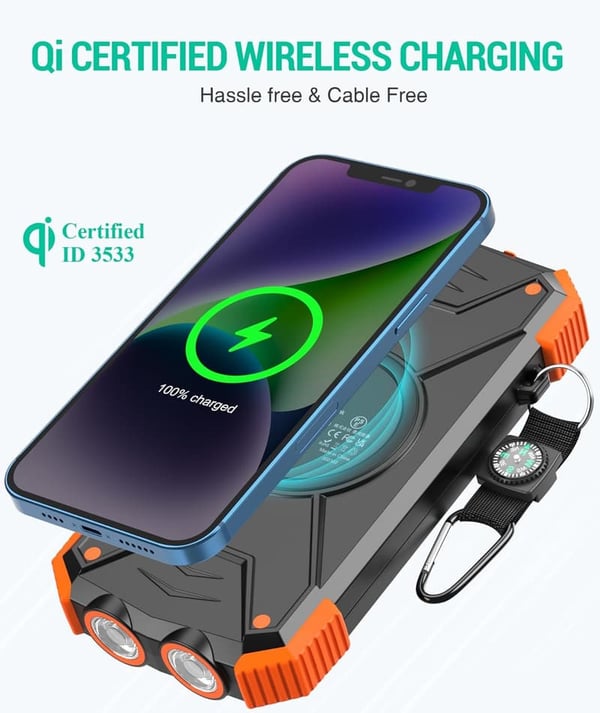 Portable 10,000mAh Solar Charger Power Bank for Camping