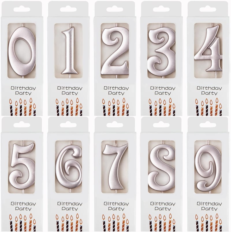 Rose Gold 0-9 Birthday Number Candles, 10-Count
