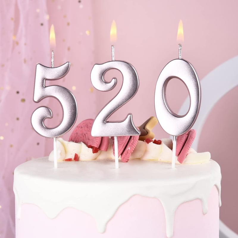 Rose Gold 0-9 Birthday Number Candles, 10-Count