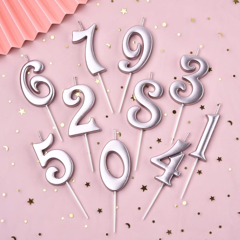 Rose Gold 0-9 Birthday Number Candles, 10-Count