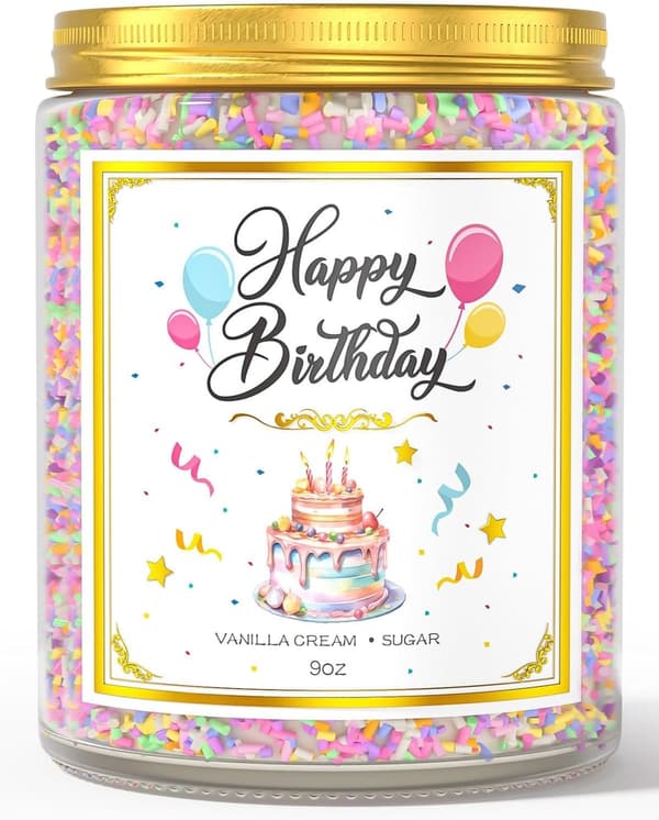 Happy Birthday Candle - 9 oz Vanilla Cake Scented Gift