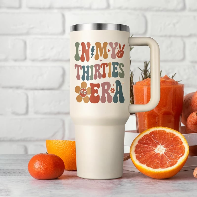 30th Birthday Tumbler for Women - 40 Oz with Handle & Straw