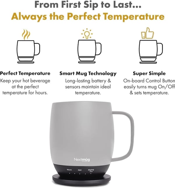 Temperature-Controlled Self-Heating Coffee Mug (14 oz) - Almond