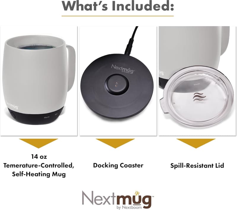 Temperature-Controlled Self-Heating Coffee Mug (14 oz) - Almond