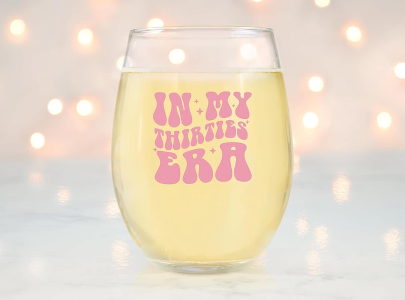 30th Birthday Stemless Wine Glass – 15oz Scratch Resistant