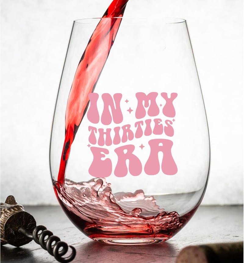 30th Birthday Stemless Wine Glass – 15oz Scratch Resistant