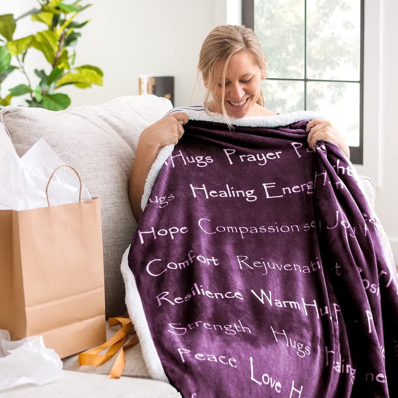 Comforting Gift Set for Cancer Patients - Blanket, Pillow, Mask, Tote, Socks
