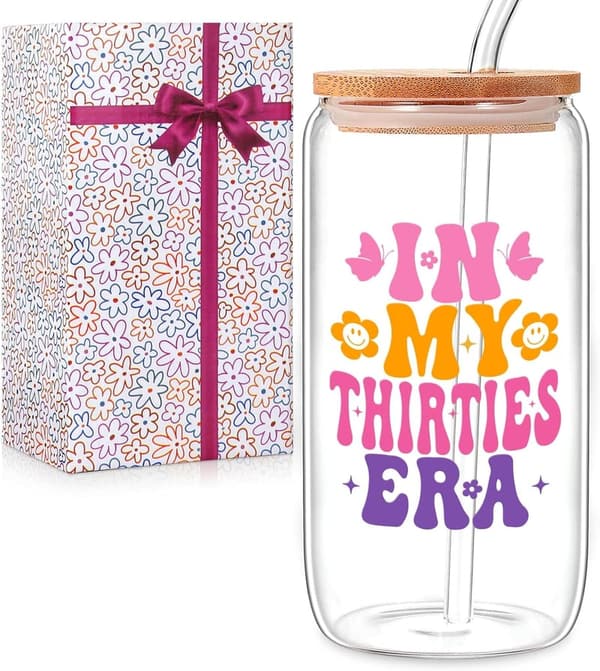 30th Birthday Glass Cup for Women - 16 oz Celebratory Gift