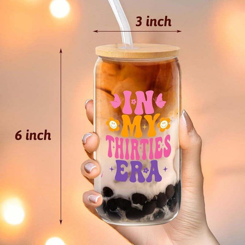30th Birthday Glass Cup for Women - 16 oz Celebratory Gift