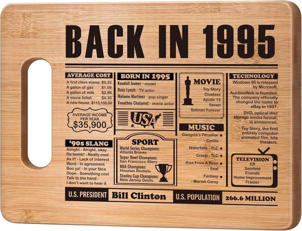 30th Birthday Cutting Board Gift for Men and Women