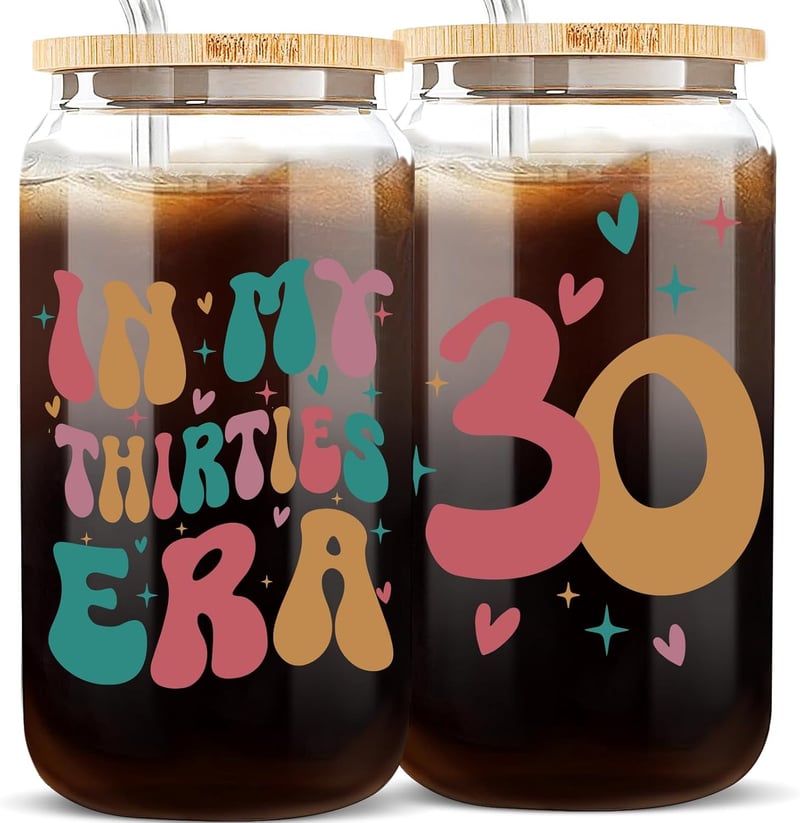 30th Birthday Glass Cup - 16oz Gift for Women