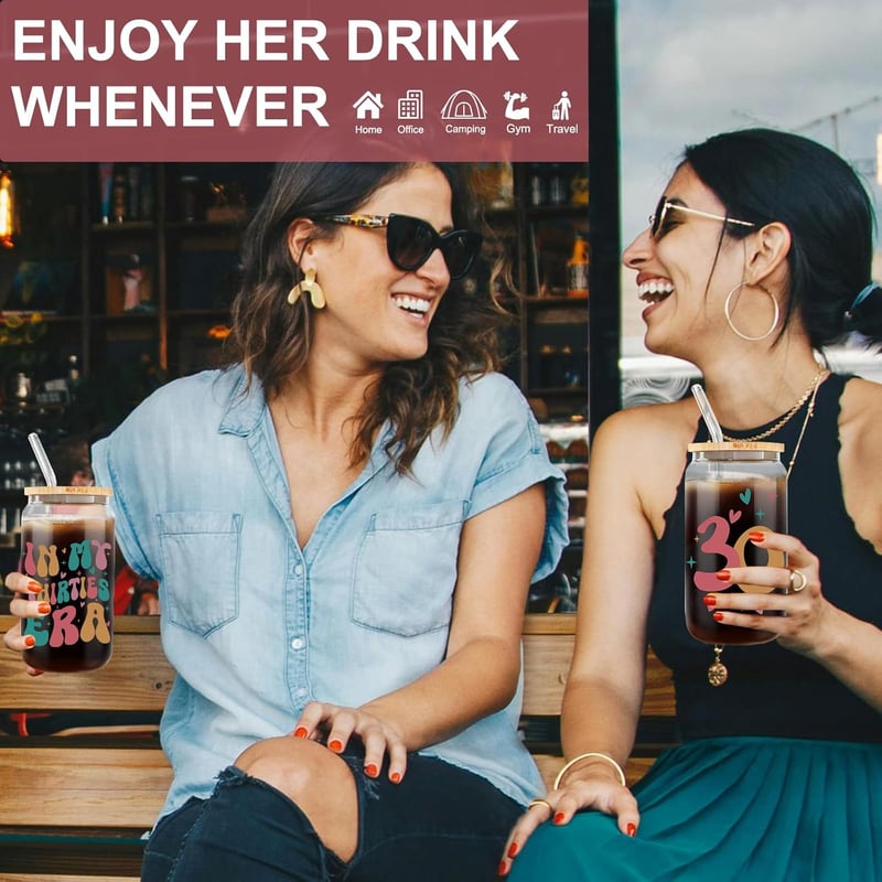 30th Birthday Glass Cup - 16oz Gift for Women