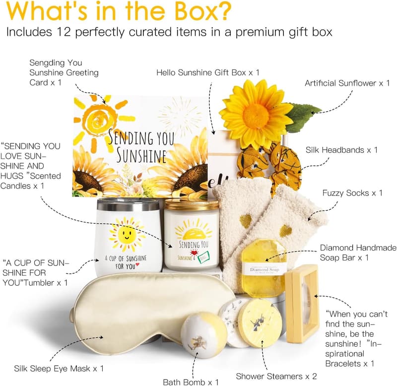 Get Well Soon Spa Gift Basket for Women with Wine Glasses