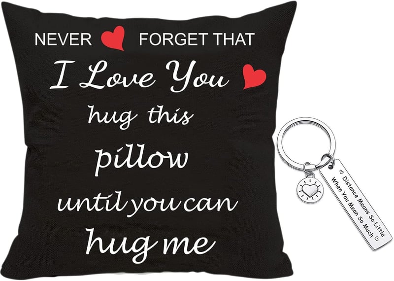 Valentine's Day Lover Pillow Cover & Keychain Set for Couples