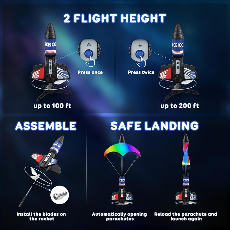 High-Flying Model Rocket Kit with Launch Set, Ages 8-13