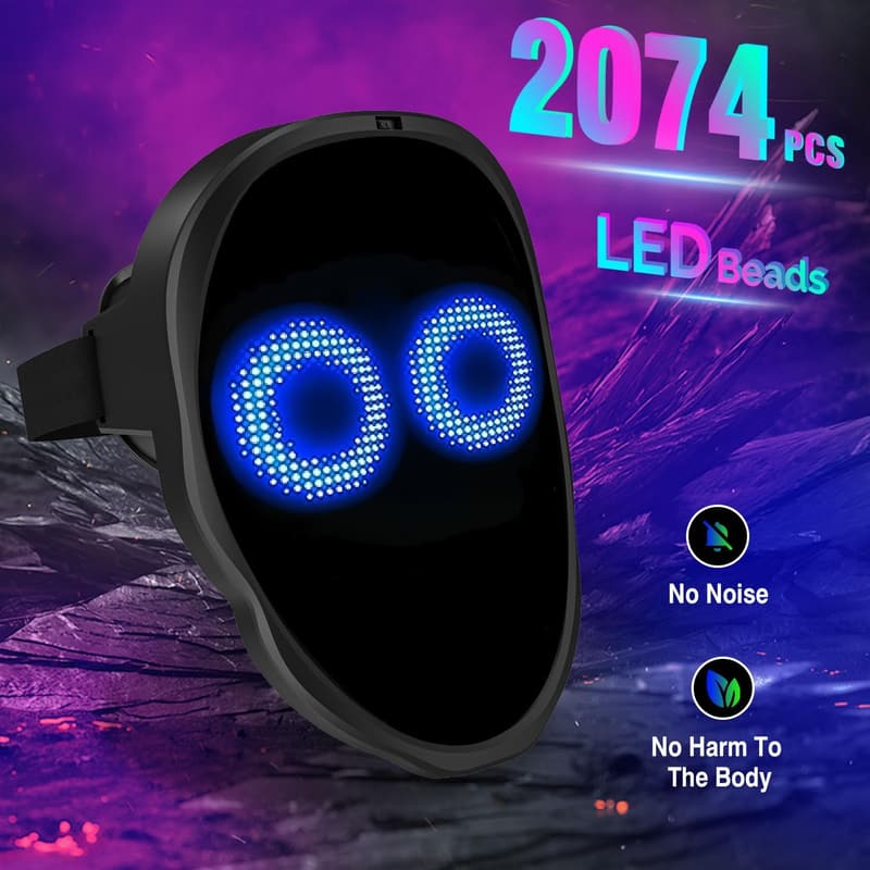 Halloween LED Masquerade Face Mask with Bluetooth App