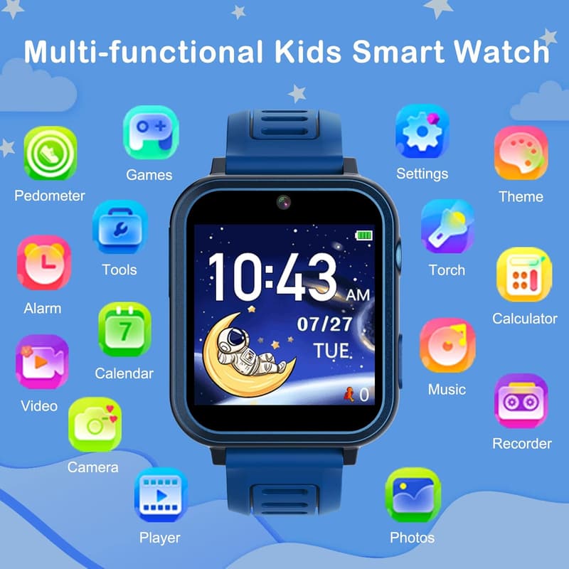 Kids' Smart Watch with Games, Music Player & Camera for Ages 3-12