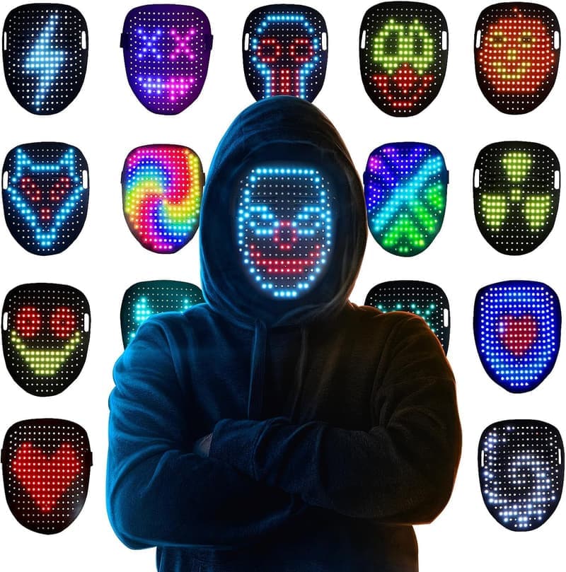 LED Gesture-Sensing Transforming Mask - Ideal for Halloween & Parties