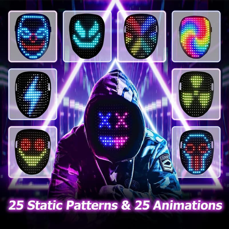 LED Gesture-Sensing Transforming Mask - Ideal for Halloween & Parties