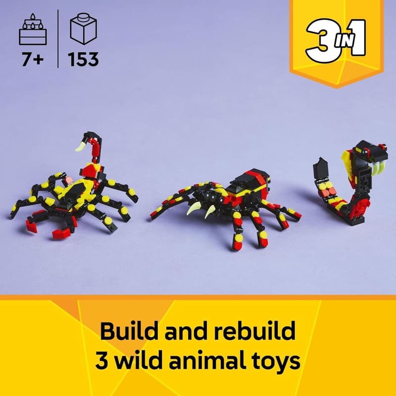 3-in-1 Wild Animals LEGO Building Set for Kids, Ages 7+