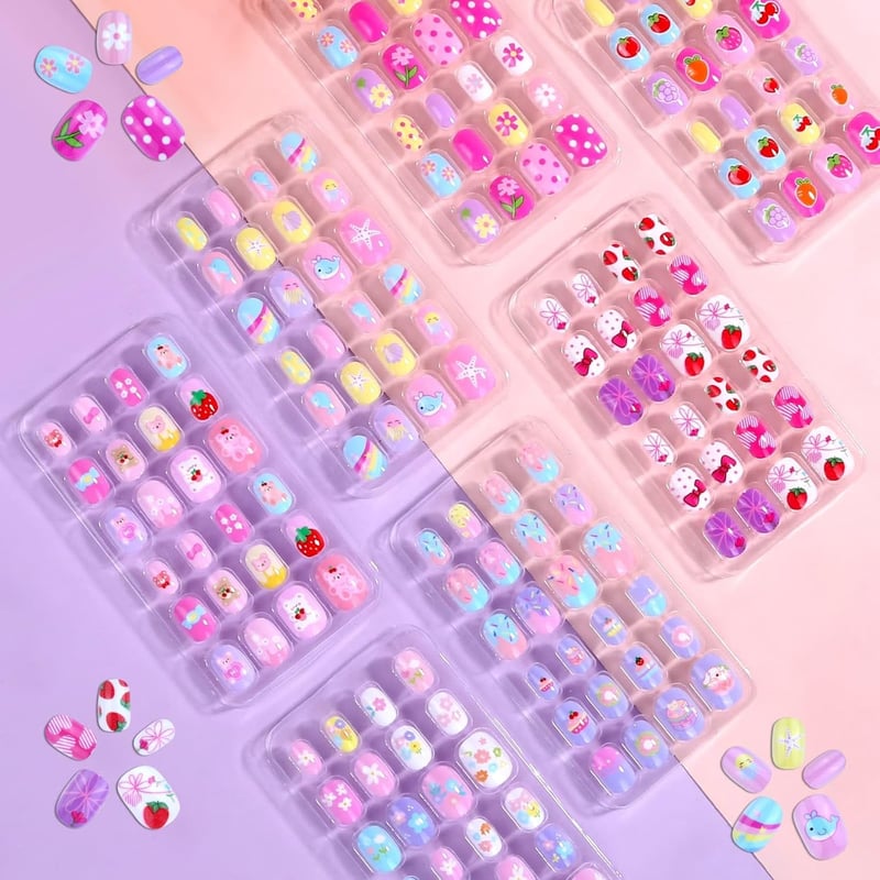 Kids' Press-On Nails Set - 168 Pcs Pre-Glued Acrylic Art