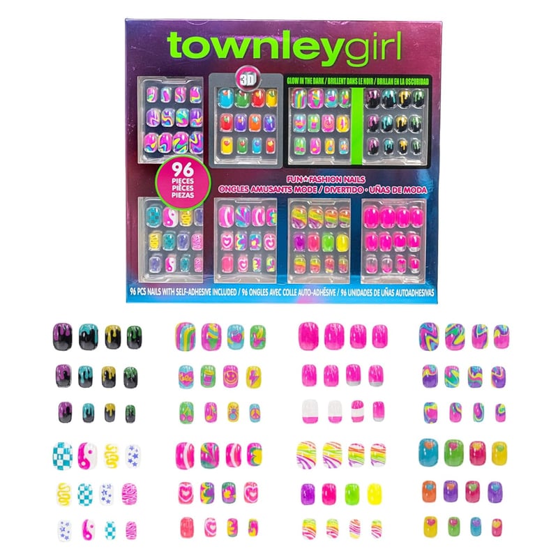 Tween 96 Pcs Glow-in-the-Dark Press-On Nail Set with Adhesive