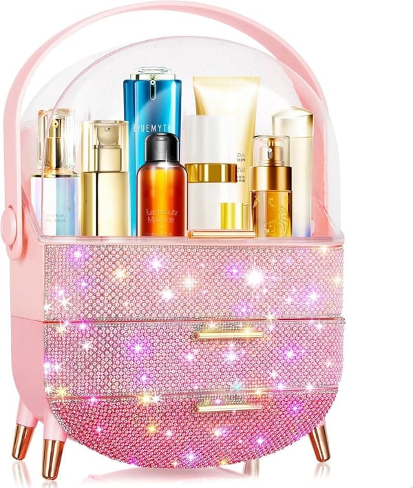 Triple Pink Bling Makeup Organizer for Teen Girl's Birthday