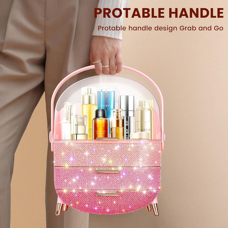 Triple Pink Bling Makeup Organizer for Teen Girl's Birthday