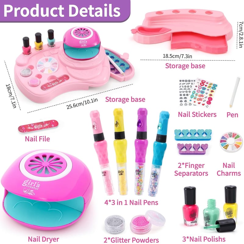 Girls' Birthday Nail Art Set with Polish & Accessories