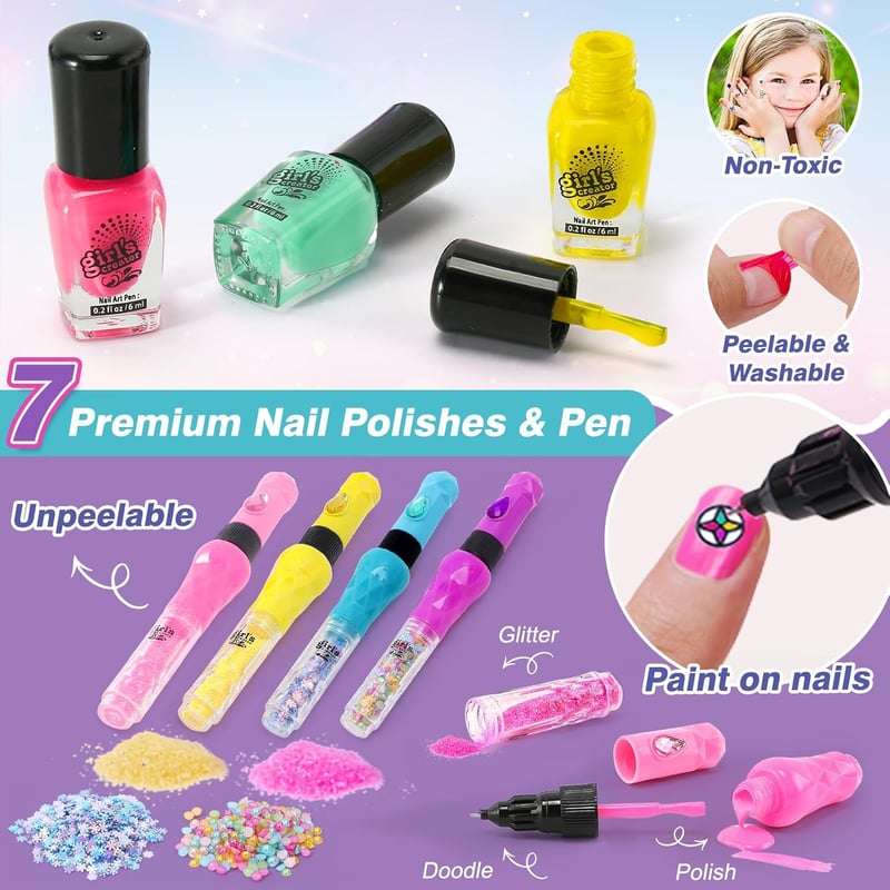 Girls' Birthday Nail Art Set with Polish & Accessories