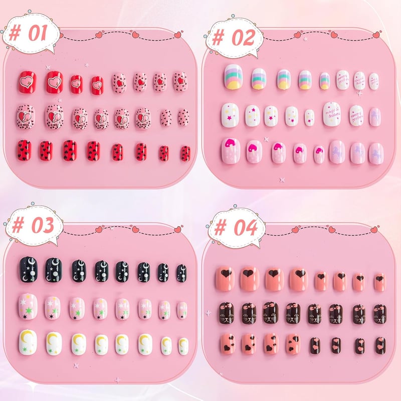 Kids' Press-On Nails – 96pcs Cute Acrylic Nail Kits