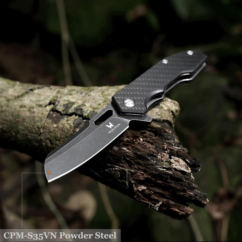 Carbon Fiber Folding Pocket Knife – 3.54'' S35VN Blade, EDC Gift