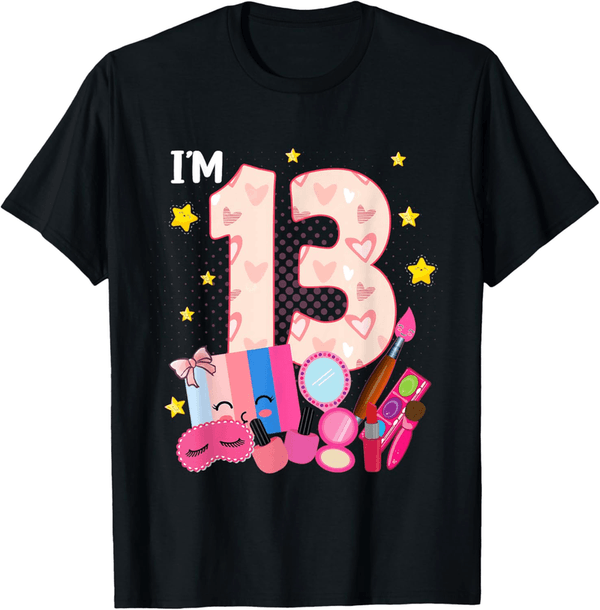 13th Birthday T-Shirt for Girls - Spa & Makeup Design