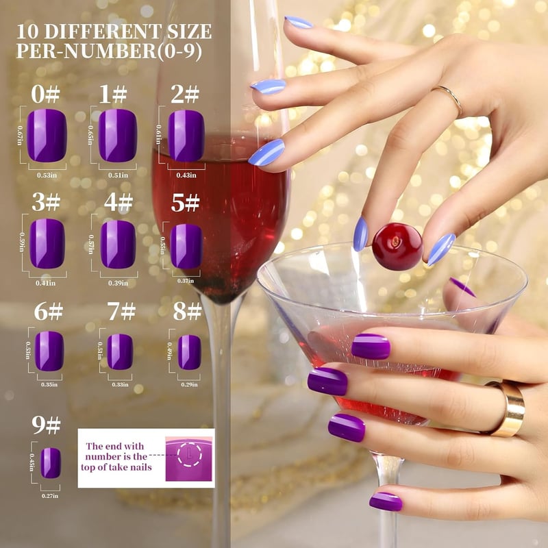 Short Fake Nails Kit - 288pcs in 12 Colors for Small Nail Beds