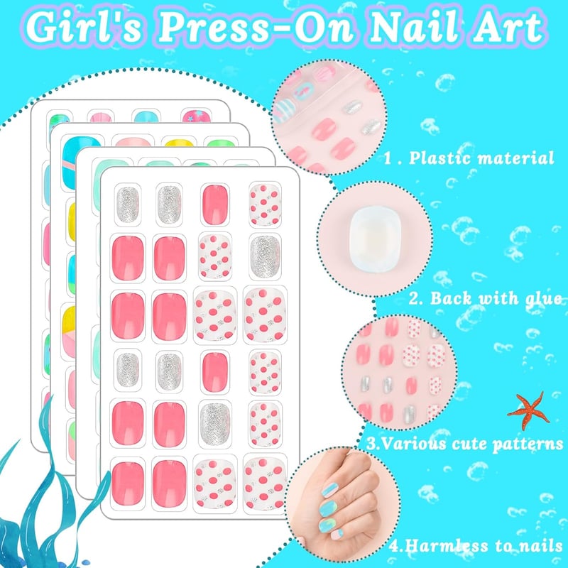 Gradient Pink & Green Press-On Nails - 96 Pcs Full Cover Tips