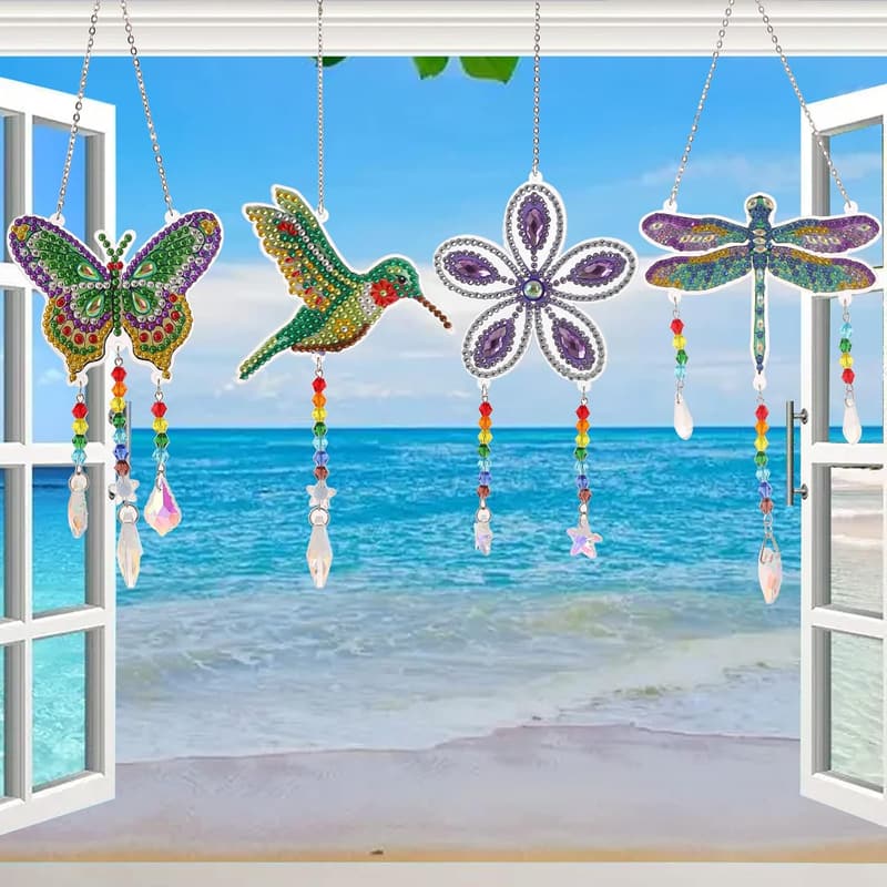 Hummingbird Diamond Art Suncatchers Kit for DIY Garden Decor