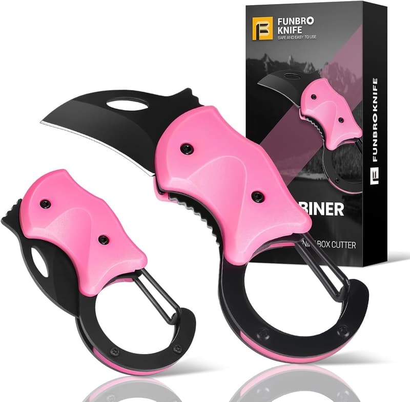 Mother's Day Pink Pocket Knife Keychain with Sharp Blade