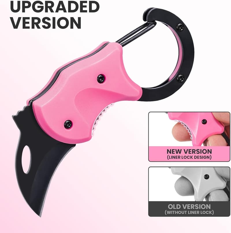 Mother's Day Pink Pocket Knife Keychain with Sharp Blade