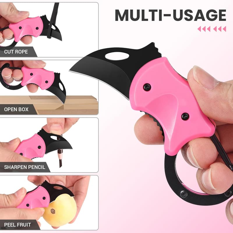 Mother's Day Pink Pocket Knife Keychain with Sharp Blade