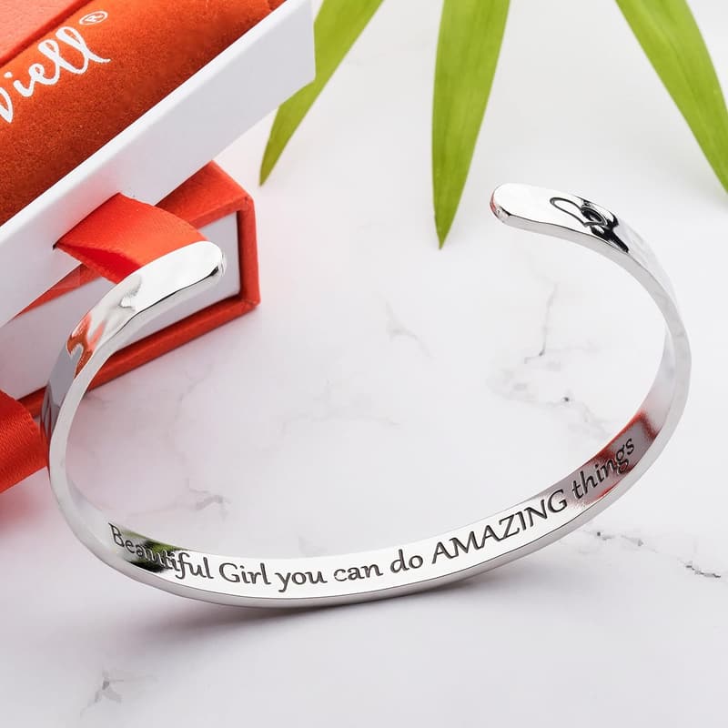 Personalized Engraved Friendship Cuff Bracelet for Women