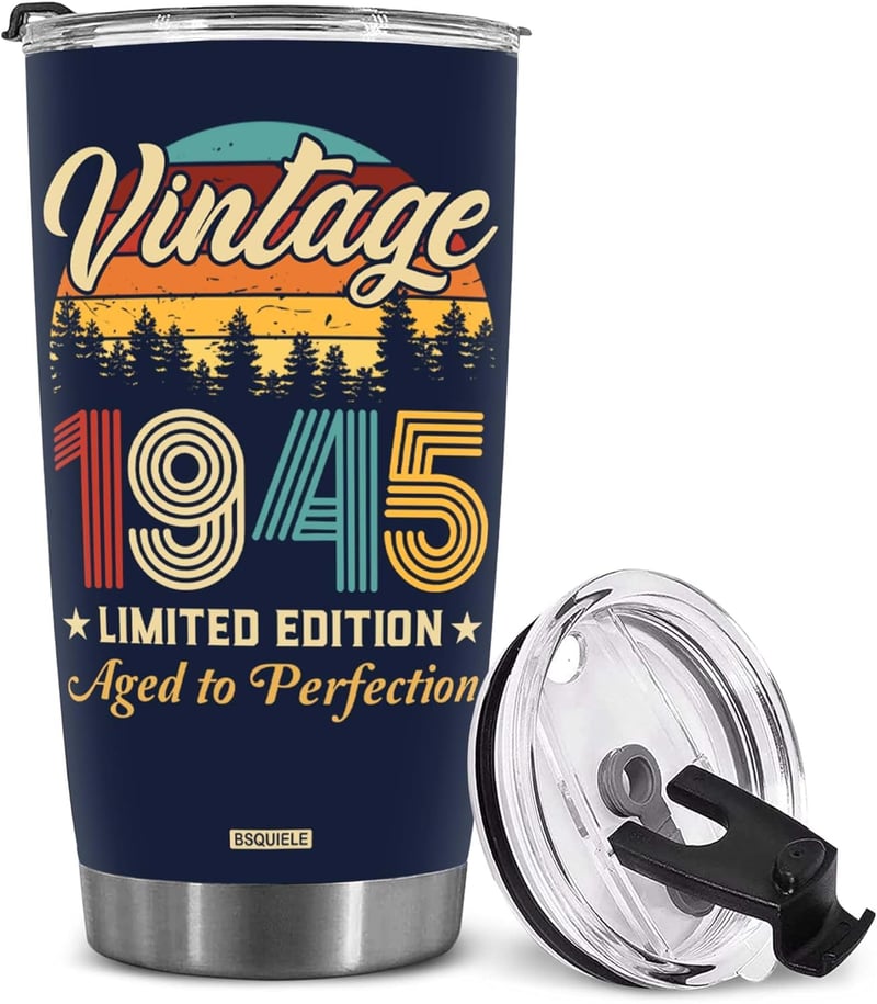 80th Birthday Vintage Tumbler Gift for Him & Her