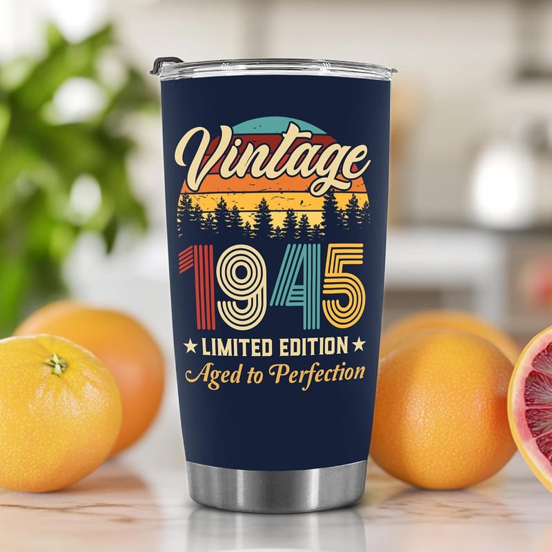 80th Birthday Vintage Tumbler Gift for Him & Her