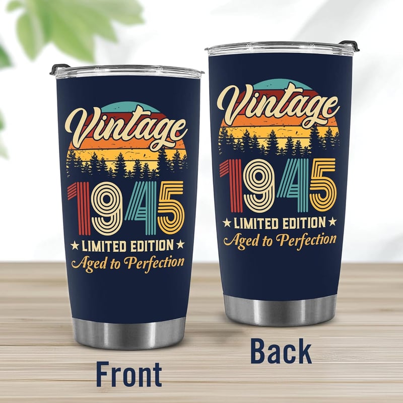 80th Birthday Vintage Tumbler Gift for Him & Her