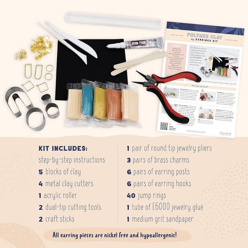 Earring Making Kit for Teens - Create 12 Polymer Clay Earrings