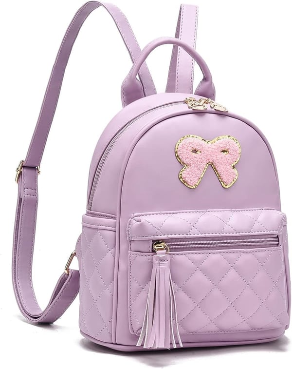 Purple Mini Leather Backpack Purse with Bowknot for Women
