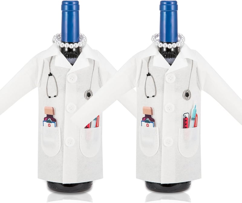Doctor Wine Bottle Covers - 2 Pack White Coat Ceremony Gifts