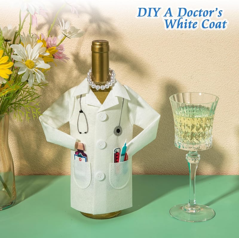 Doctor Wine Bottle Covers - 2 Pack White Coat Ceremony Gifts